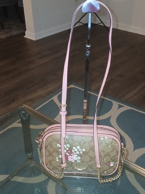 Coach Handbags - Coach Isla Floral Crossbody with Pink Trim & Floral Accents